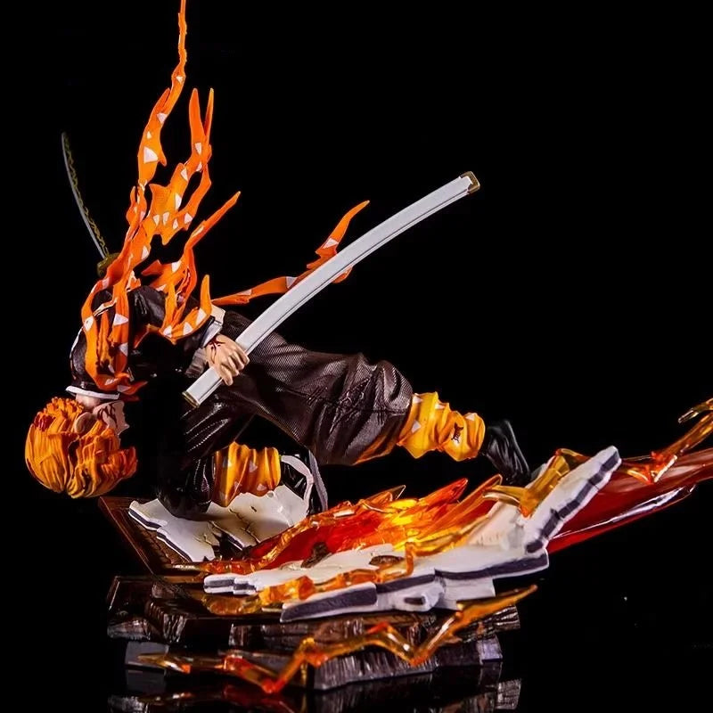 Demon Slayer Zenitsu Agatsuma Thunder Breathing PVC Anime Figure Model Statue Glowing Collection Desktop Decoration