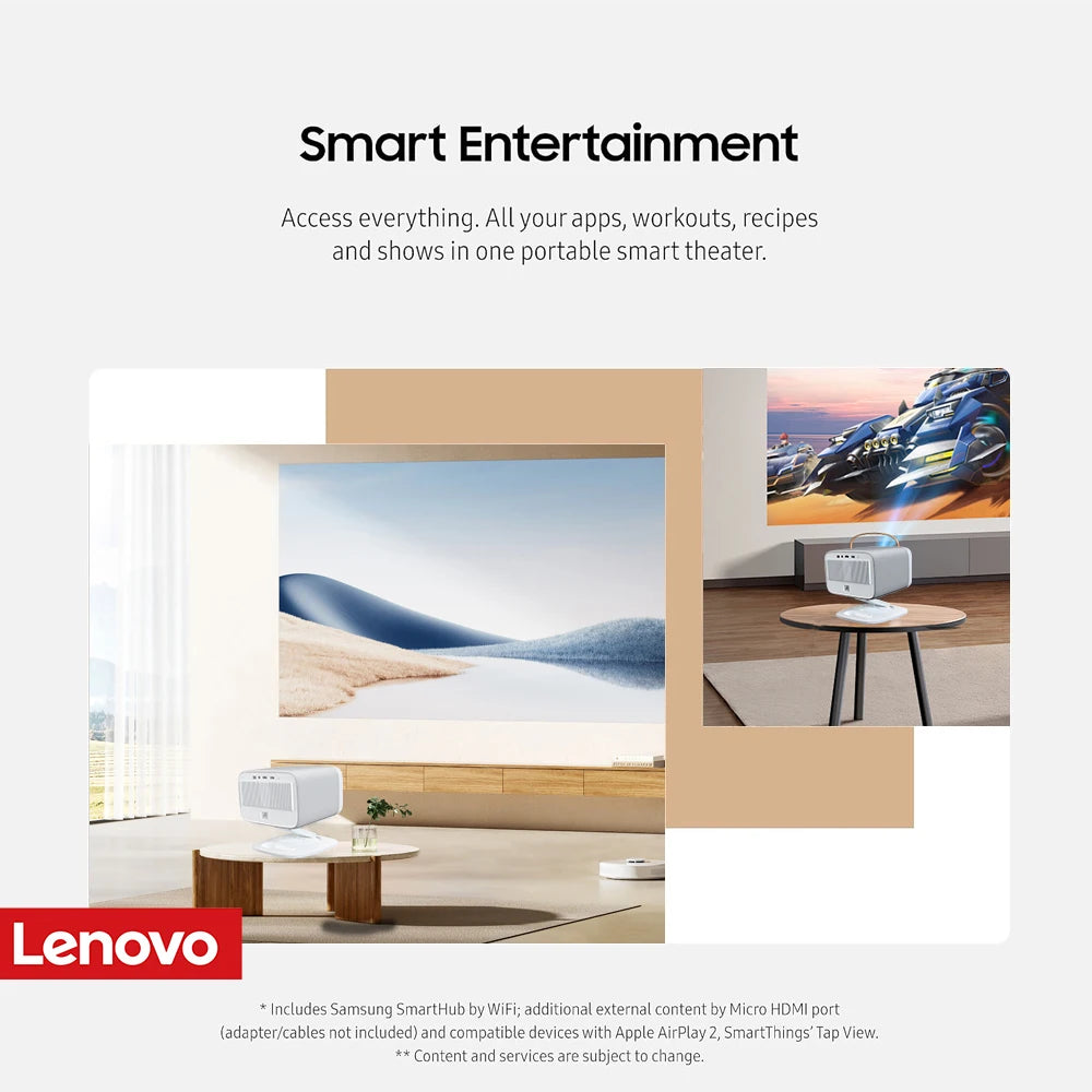 Lenovo 100P Projector 4K 1920*1080P Outdoor Full HD LED Video Movie Home Theater Portable Beam Projector PK hy300 Proyector