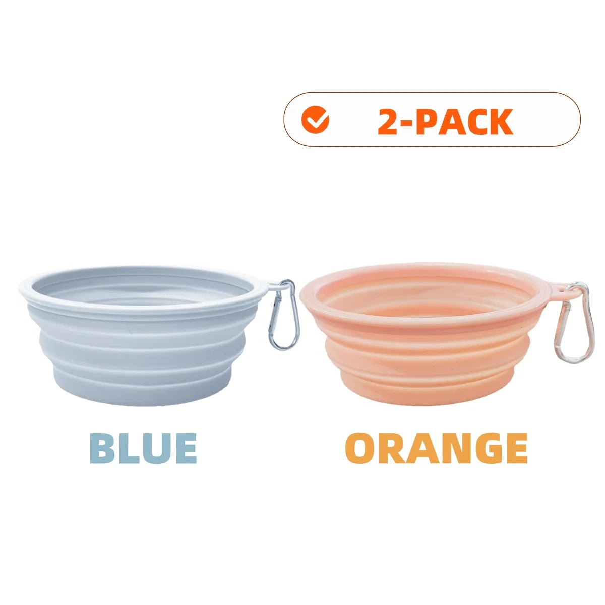 2er-Pack faltbare Silikon-Futter- und Wassernäpfe für Hunde, ideal für Outdoor-Camping und Reisen, mit Karabinerhaken