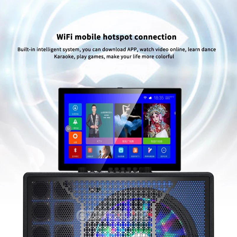 12500MAH Bluetooth Speaker Home Video Karaoke Speaker Outdoor Lever Square Dance With Display Screen High-Volume Subwoofer