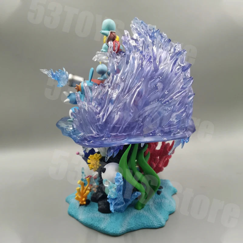 33cm Anime Pokemeon Charizard Family Figure Bucket Ocean Blastoise Valley Collectible Action Model Holiday Gifts Children Toys