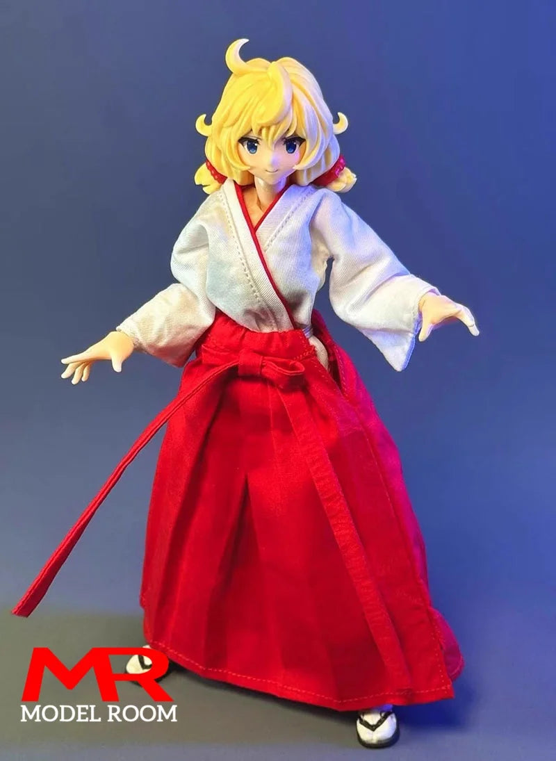 1/12 Scale Japan Miko Costume Kimono Clothes Model Fit 6'' Romankey Snail Shell Soldier Action Figure Body Dolls