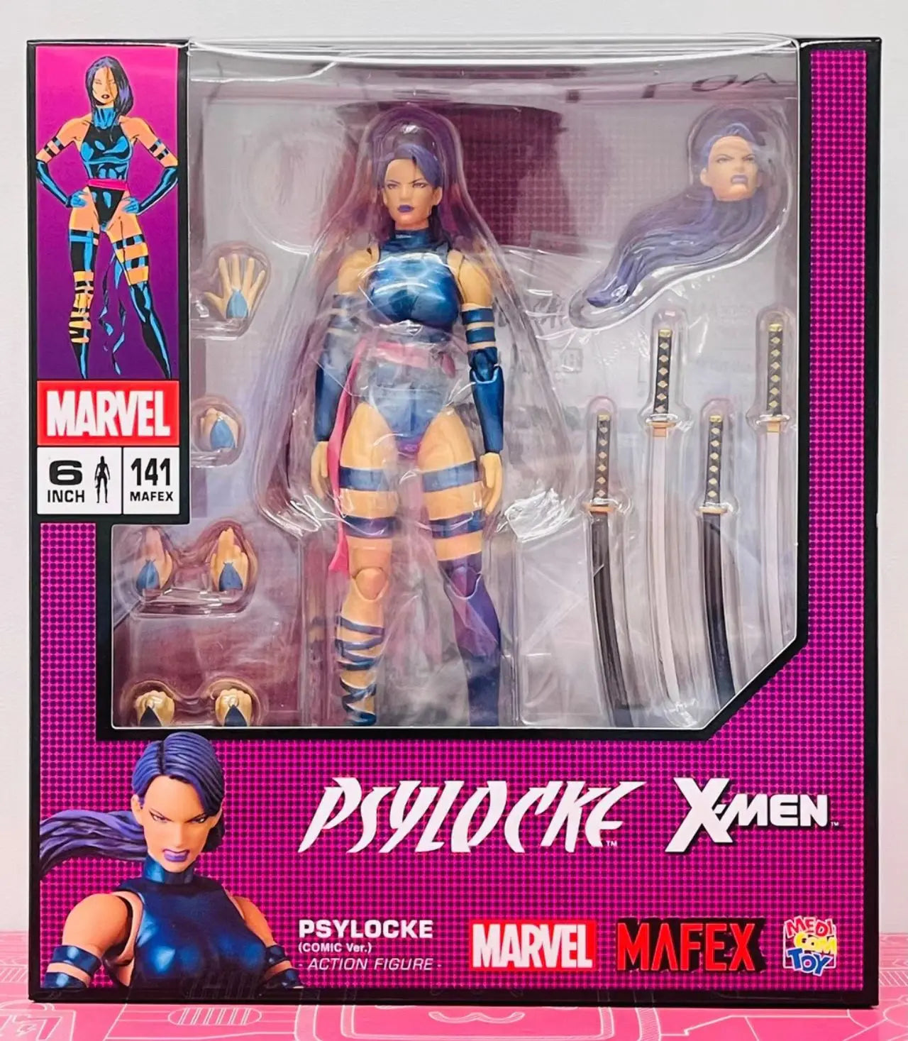 In Stock MAFEX No.141 MAFEX Psylocke (COMIC Ver.) Figure Medicom Toy Action Figrue Anime Model Toys