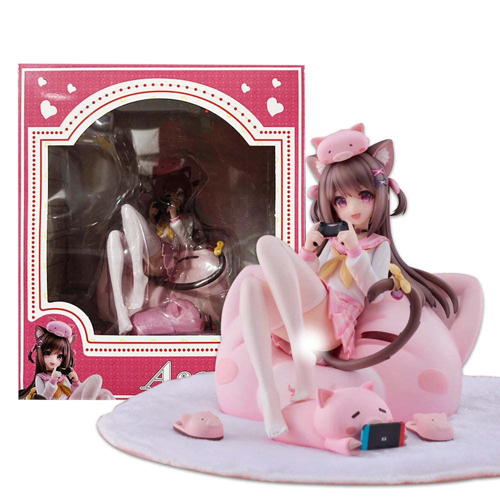 26 cm große Anime-Figur Asaki, virtuelle Anker-Schweineprinzessin. Ist die Bestellung ein Hase? Sitzendes Modell, Spielzeug, Geschenk, Sammlerstück, Actionfigur, PVC.