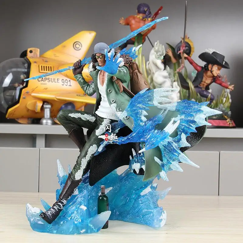 Aokiji Kuzan Action Figurine One Piece Anime Figure Gk Pvc 2 Heads 2 Hands Statue Model Collection Room Decoration Toy Gifs 30cm