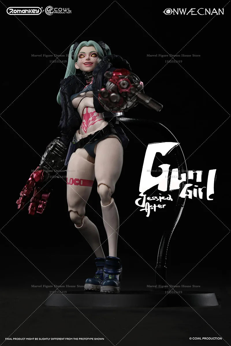 Romankey X COWL 1/12 Scale Rebecca Rebellious Gun Girl Cyberpunk Future Fantasy Anime 6-inch Full Set Action Figure Soldier