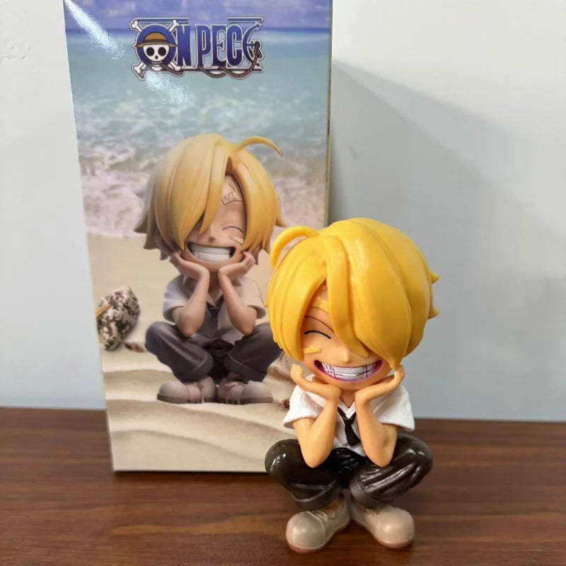 13cm Anime Figure One Piece Monkey D Luffy Roronoa Zoro Kawaii Toys Q Figural Nendoroid Car Decoration PVC Model Gift