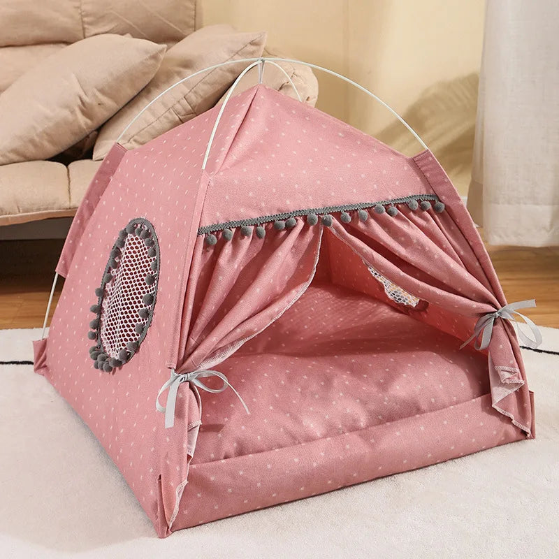 Hiding Cat Tent Semi Closed Nest Bed Portable Indoor Breathable Detachable Cat Tent House Four Seasons Universal Pets Beds