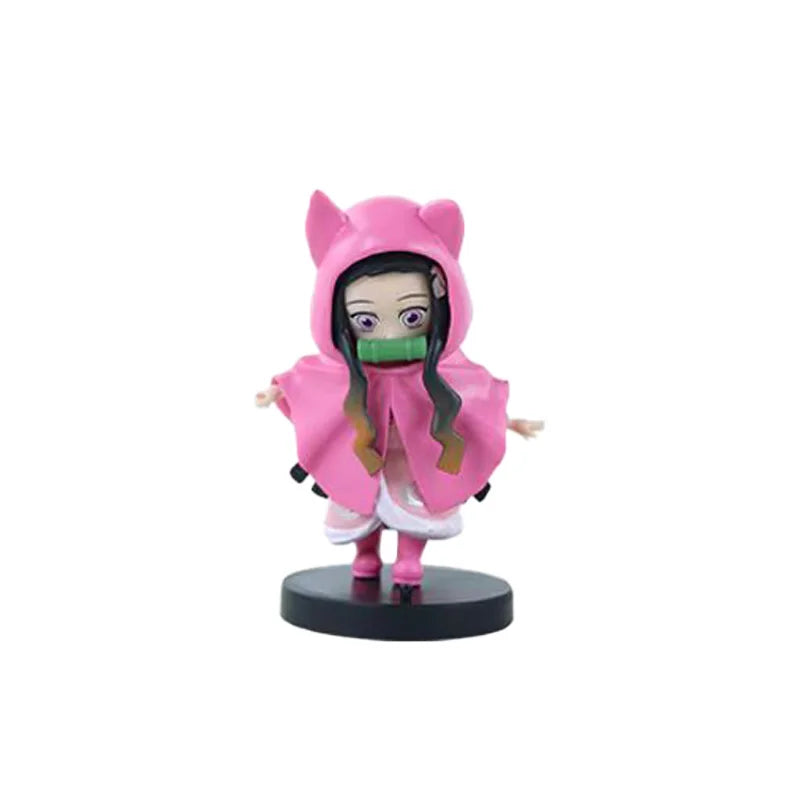 6pcs Q Version Demon Slayer Sitting Ghost Doll Tanjiro Nidouzi Inosuke Zenizu Toy Figural PVC Model Gift