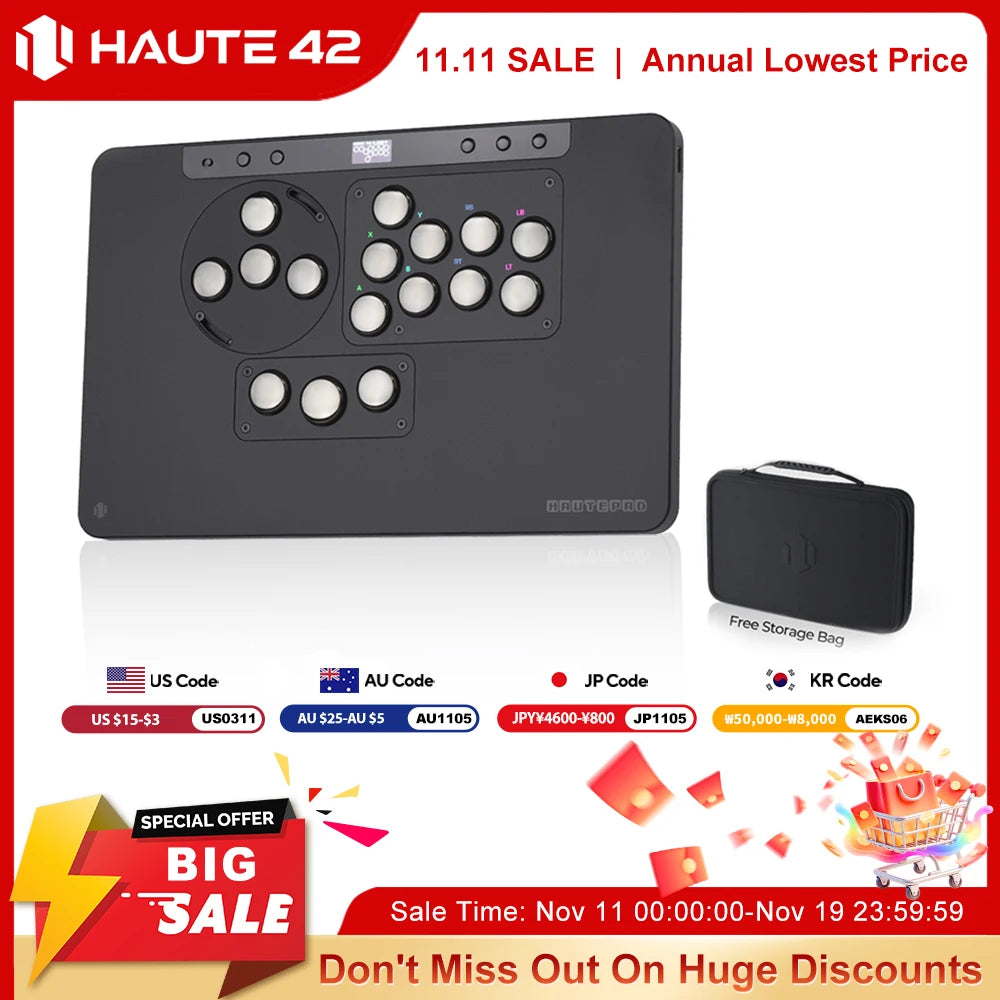 Haute42 Arcade Leverless Controller HautePad X Stickless Fightstick For PC/PS4/PS5 Hitbox Controller Ambient RGB PL/ MX Module