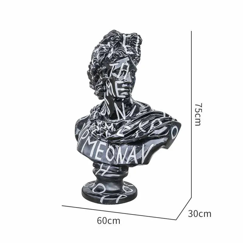 75CM David Bust Head Portraits Figurines Sculpture Michelangelo Resin Apollo Statue Nordic Decor Large Size Graffiti Art Crafts