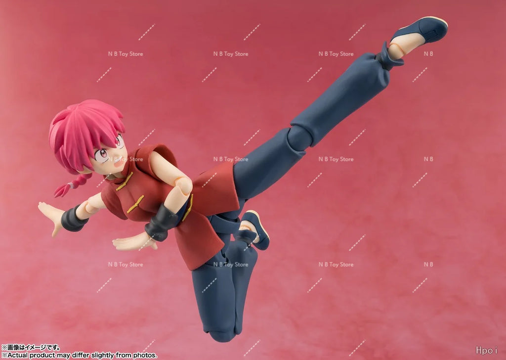 Original BANDAI S.H.Figuarts Saotome Ranma Shampoo Action Figures Toy Collection PVC Models Anime Ranma Nibun-no-Ichi Statuette