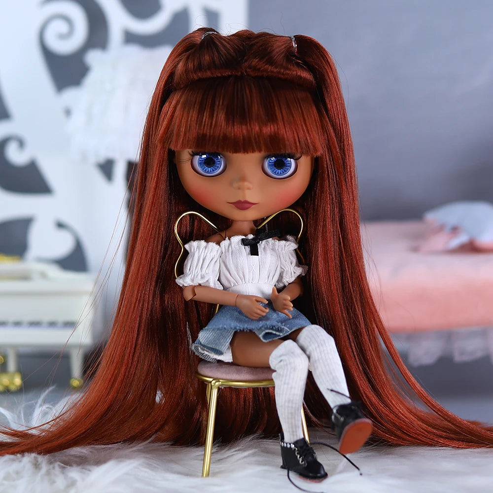 ICY DBS Blyth 1/6 Doll 30cm Black Skin Matte Face BJD Doll Full Set SD