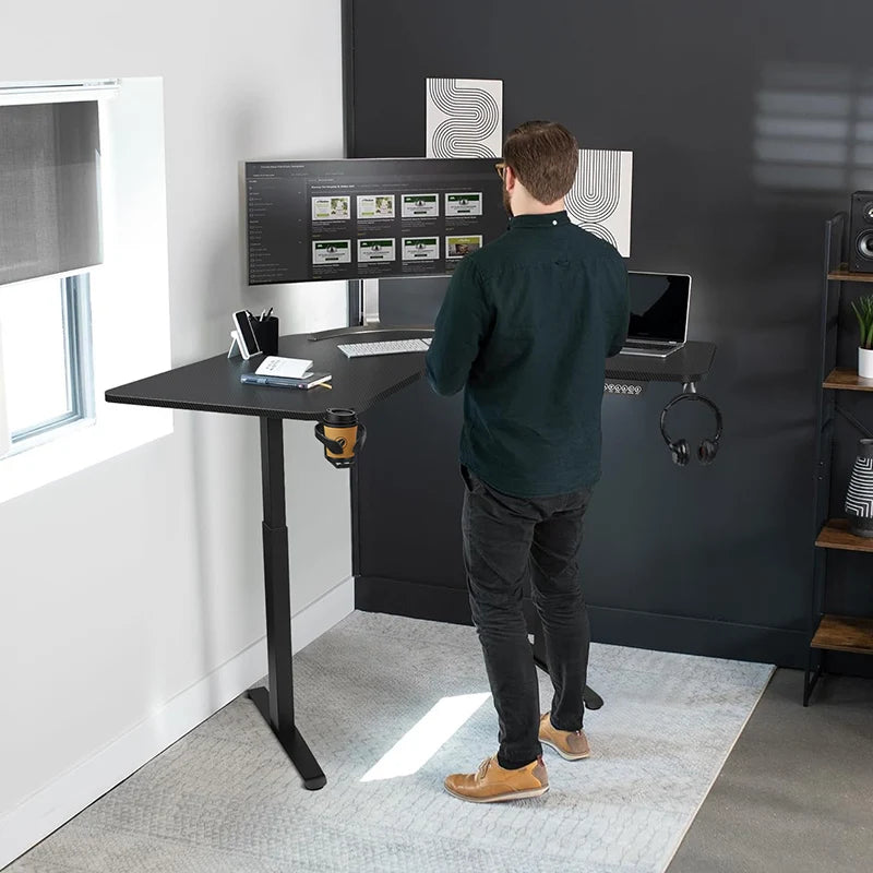 Höhenverstellbarer Schreibtisch, L-förmiger elektrischer Stehschreibtisch für das Studium, Esports, StandUp-Eckcomputerschreibtisch, Home-Office, Sitz-Steh-Schreibtisch