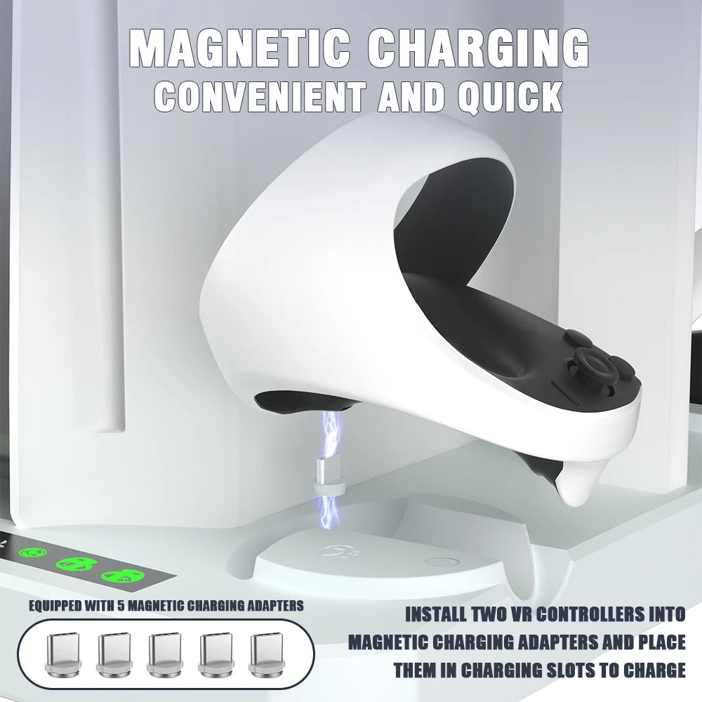 Ps5 Vertical Stand Vr Controller Charging Station 2 Cooling Fan 2 Headset Holder Base for Playstation 5 VR Console Accessories