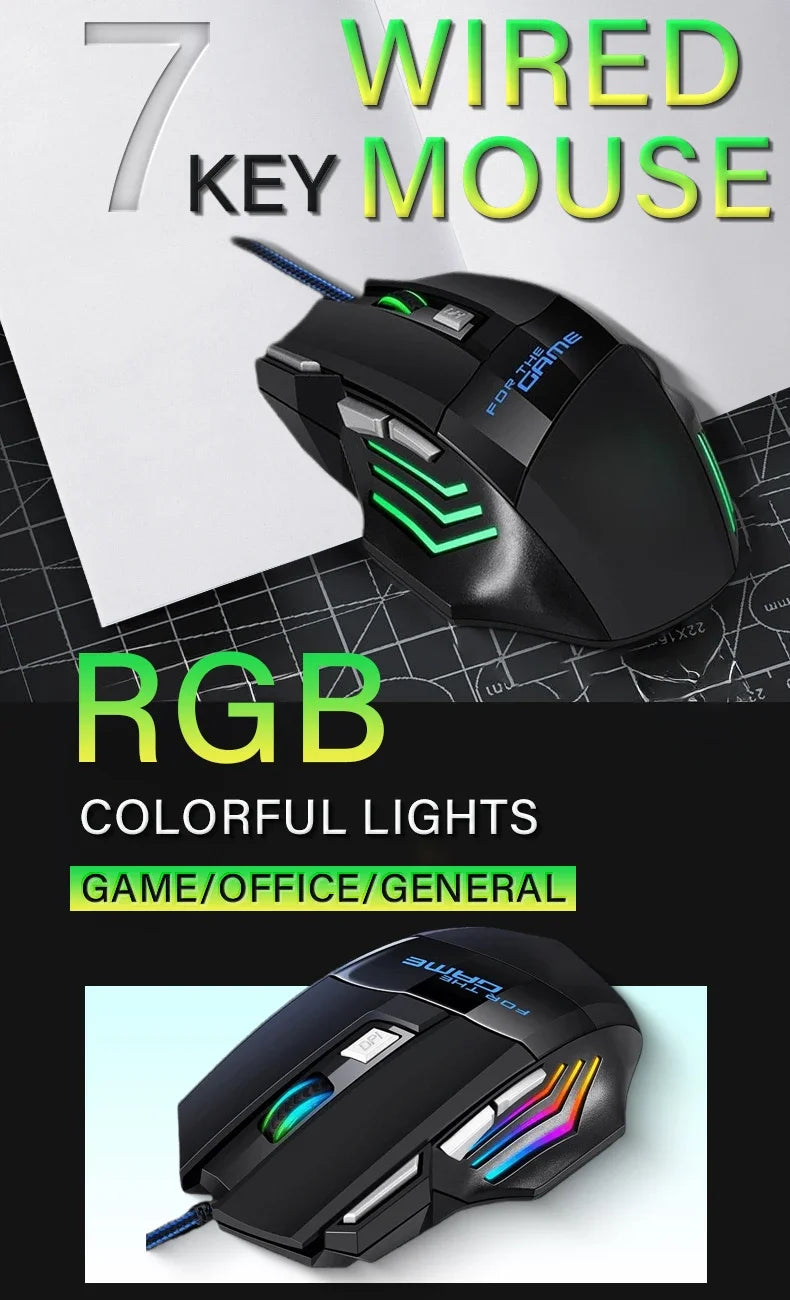 Kabelgebundene Maus mit buntem Atemlicht, geeignet für Notebook-Desktop-Computer, E-Sport-Spiel-Computermaus