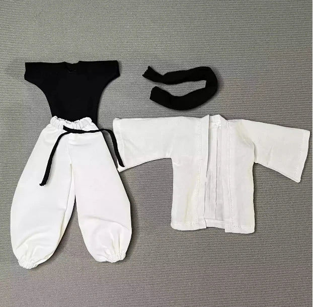 shf 1/12 Scale Jujutsu Kaisen Gojo Satoru Clothes Set White Coat Lantern Pants with Scarf for 6" Action Figure Body Model