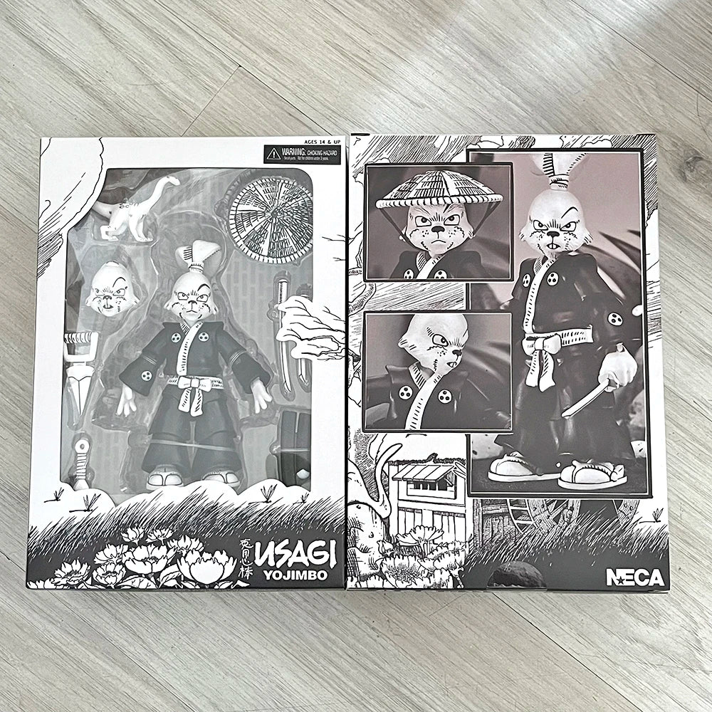 NECA Turtles Rabbit Splinter Master'S Portable Mouse Figure Black and White Usagi Yojimbo Version TMNT Toys Birthday Gifts