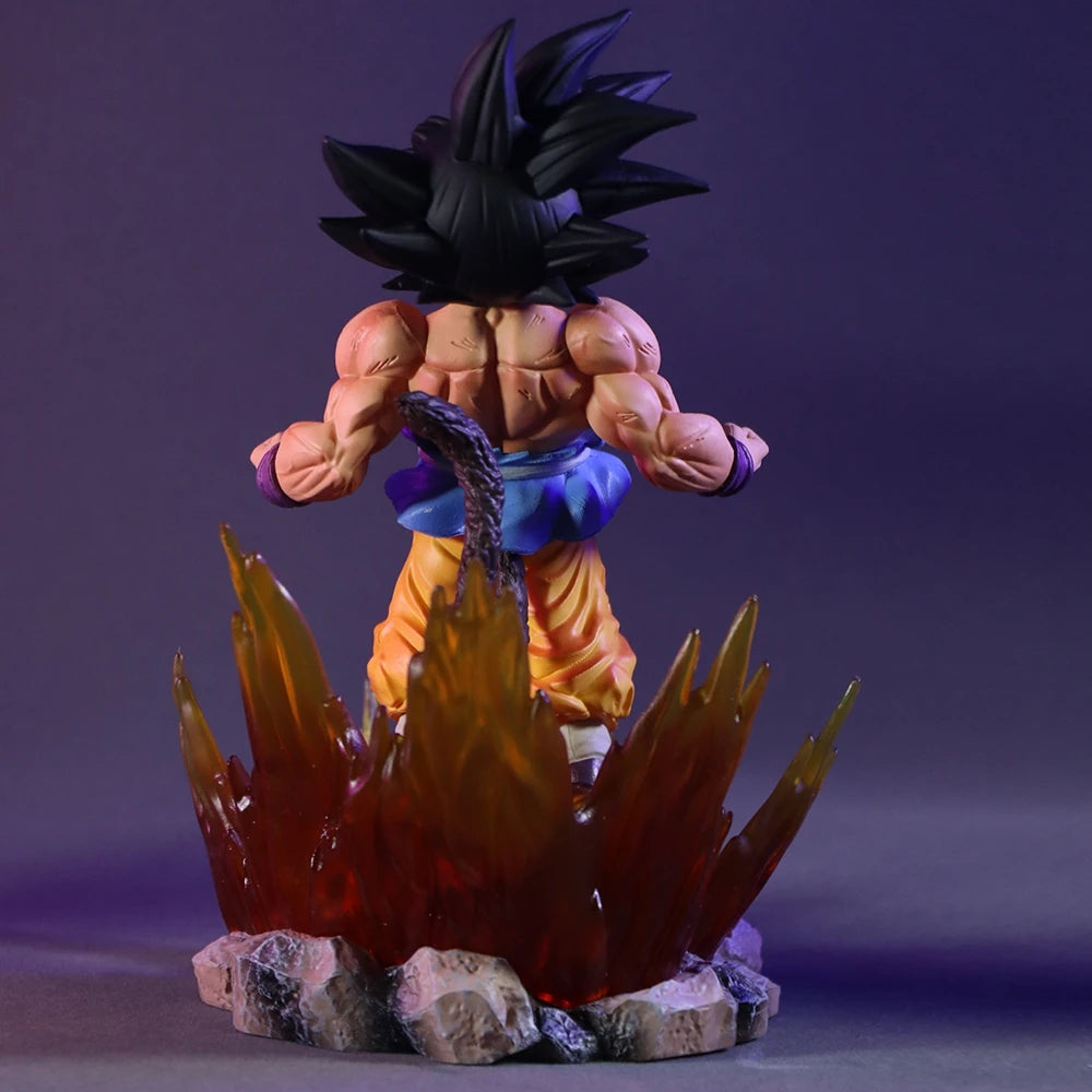 BANDAI 19cm Dragon Ball SHK Kai Ape Series NO.2 Glow Black Hair Super Four Goku Figure PVC Explosive Goku Anime Model Ornament