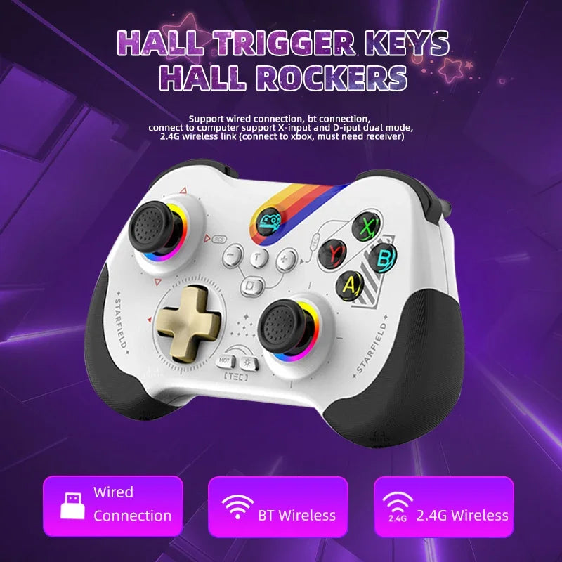 Z01 Kabelloser Gamecontroller mit Bluetooth, 6-Achsen-Bewegungssensor, Turbo-Funktion, programmierbarer Hall-Joystick für Switch, Steam, PS3, PS4 und PC
