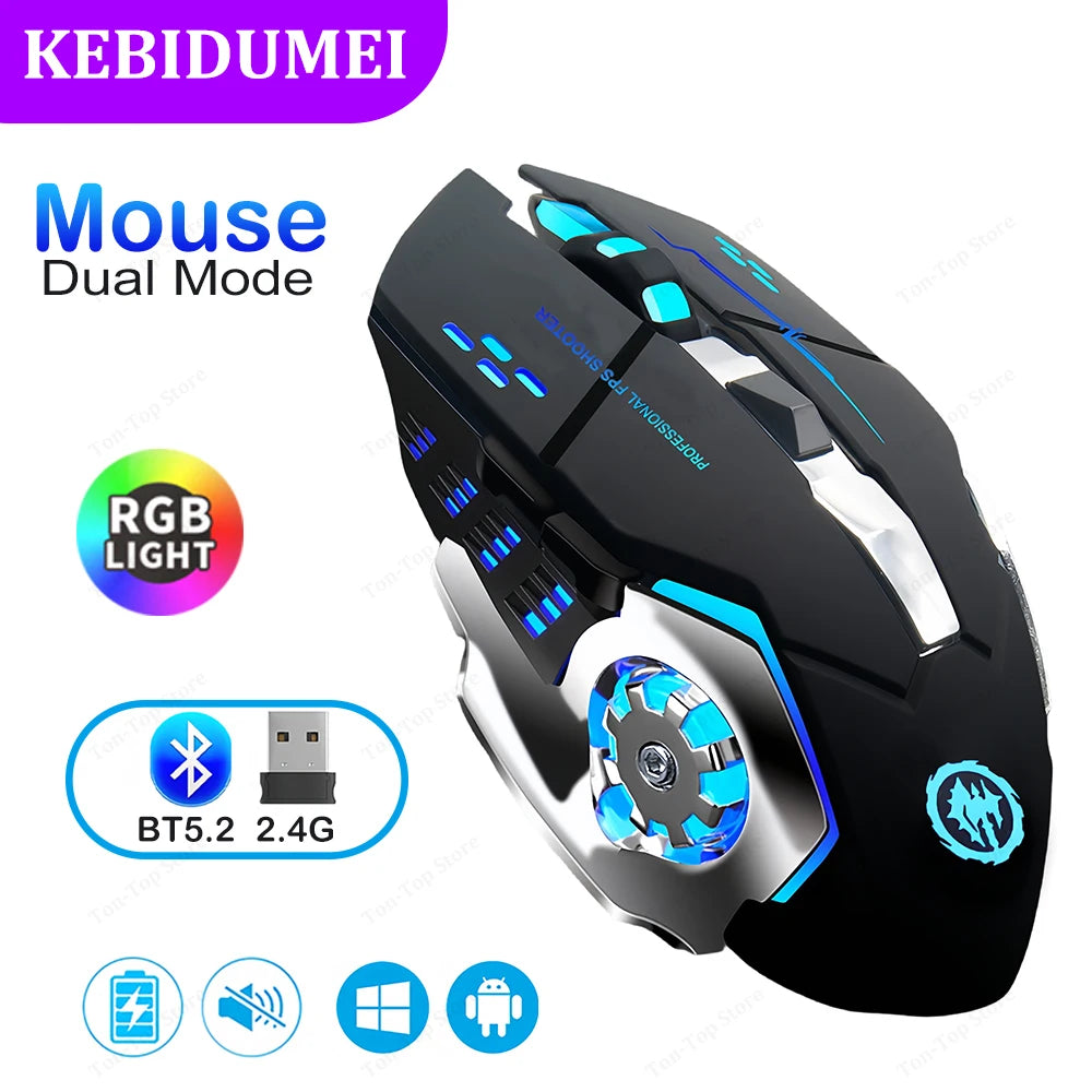 2.4G Wireless Mouse Bluetooth Mouse RGB Backlit Gaming Mouse Rechargeable Mice Silent Mouse 3600 DPI Mouse for Macbook Laptop