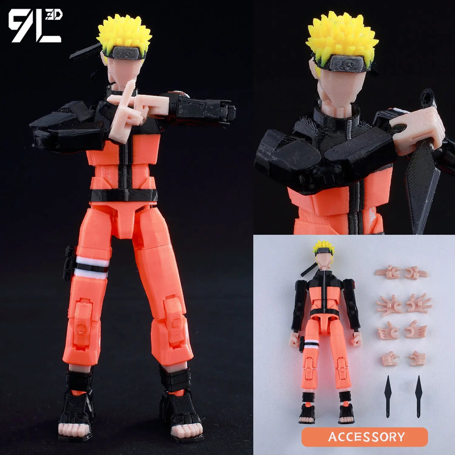 9L3D-gedruckter Dämonentöter AKAZA Tanjiro Kamado Lucky Dummy 13 bewegliche Gestaltwandler-Actionfiguren Schaufensterpuppenspielzeug für Anime-Fans