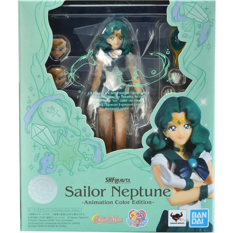 Bandai Sailor Moon Anime Figure SHF Chibi Moon Sailor Moon Mercury Mars Jupiter Venus Uranus Neptune Action Figure Toys Gift