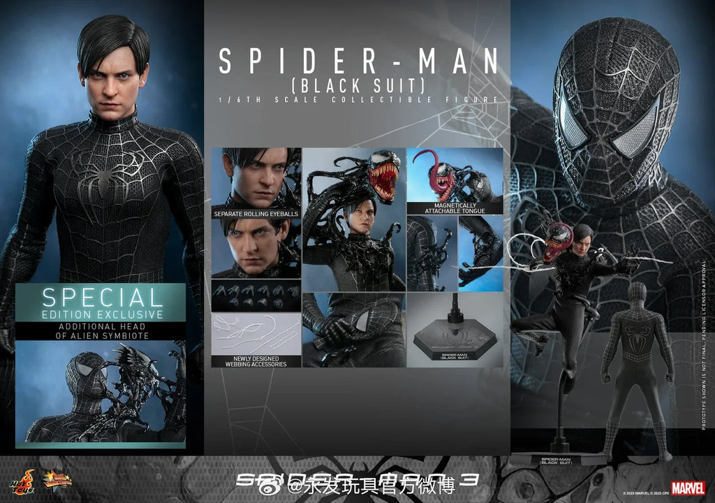 HotToys HT 1/6 MMS727 MMS728 SpiderMan Action Figure Speical Version Black Suit Movable 12 Full Tobey Collection Model Toy Gifts