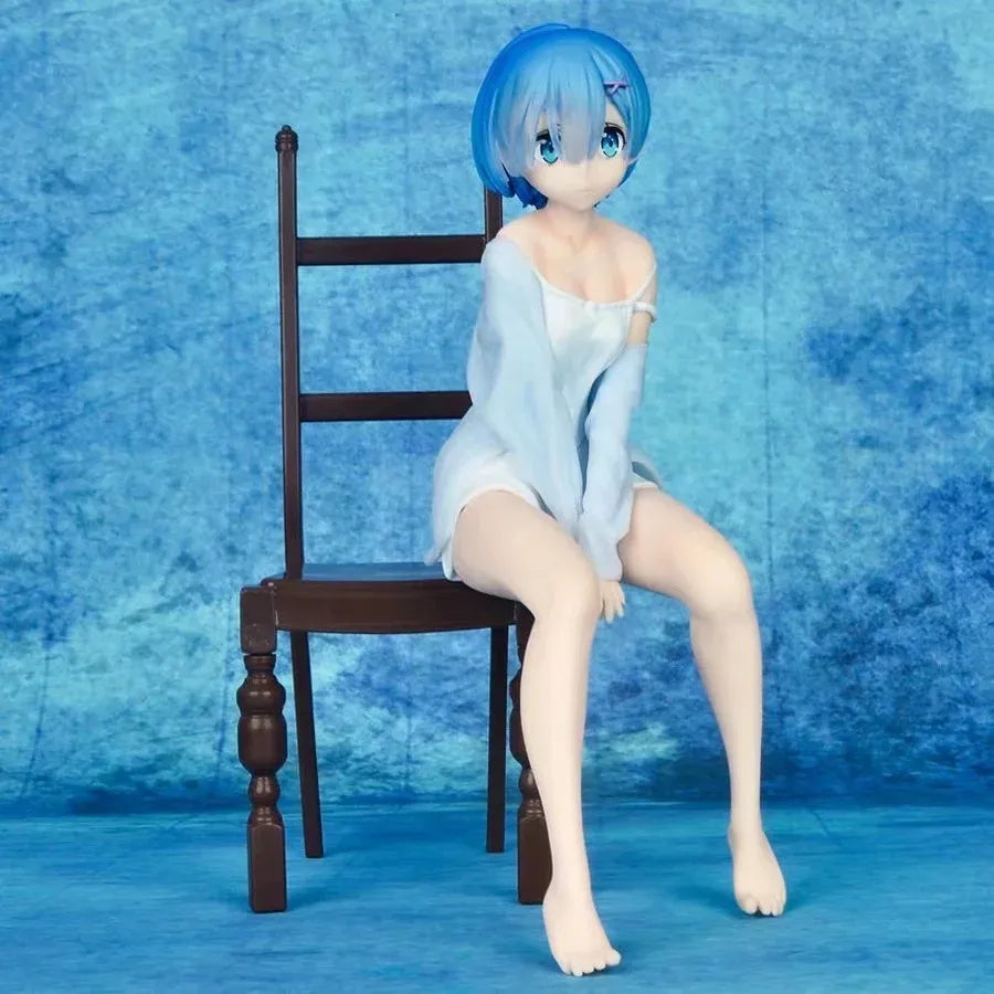 Anime Figure Rem Ram Emilya Cuter Case Model Q Version Collectible Static PVC Model from Zero Begining in Another World Life