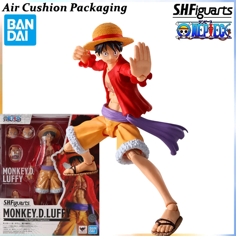 Bandai Genuine S.H.F Series One Piece Onigashima Raid Luffy Sanji Zoro Magical Anime Power of The Devil Action Figures Model Toy