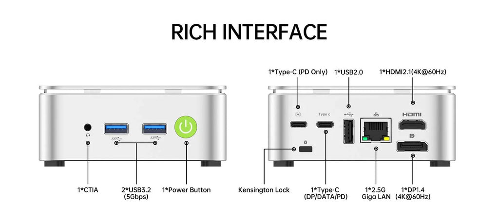 GMKtec G10 Mini PC AMD Ryzen 5 3500U 16GB DDR4 500GB SSD NVME Wifi5 BT5.0 Windows 11 Triple Display Desktop DIY Gamer Computer