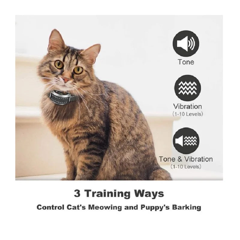 1600FT Remote Cat Training Collar Vibration Waterproof Rechargeable - Stop Excessive Meowing Control Anti Barking For Pet  Cats