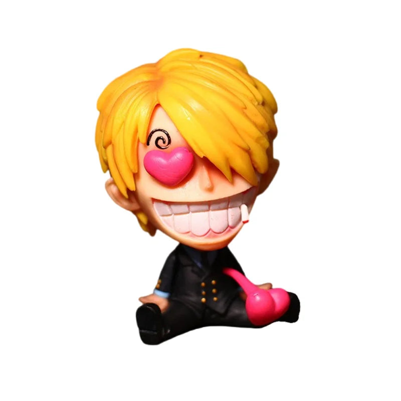 Hot 8-10cm One Piece Anime Figure Confident Smiley Luffy Roronoa Zoro Q-Version Action Figurine PVC Model Kids Toy For Christmas