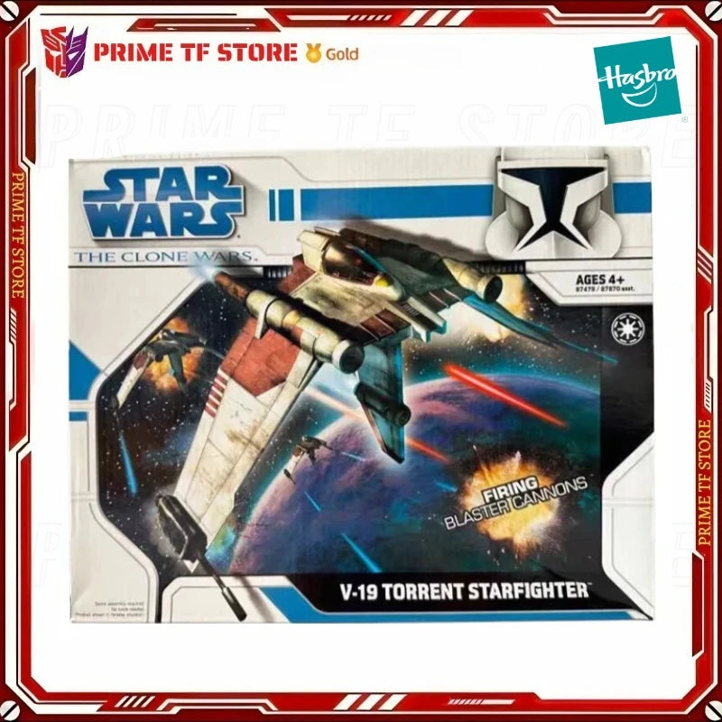 【Hot Sales】Original Hasbro Star Wars THE CLONE WARS V-19 TORRENT STARFIGHTER Anime Figure Toy Model Collection