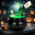 Halloween Decorations Indoor Cauldron Decor with Skeleton Magic Floating Potion Bottles Fog Maker Black Witches Cauldron Hallow