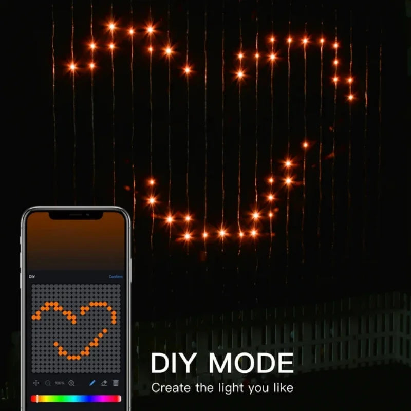 LED Smart Curtain Lights Curtain Garland on The Window USB Power Fairy Lights Festoon with Remote New Year Garland Led Lights 。
