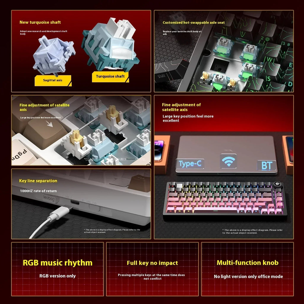 Leobog Hi75C Hi75C Pro Hi75 Gaming Aluminium Drahtlose Mechanische Tastatur Kit 81 Tasten Bluetooth 2,4G Wired Hotswap Gamer Tastatur