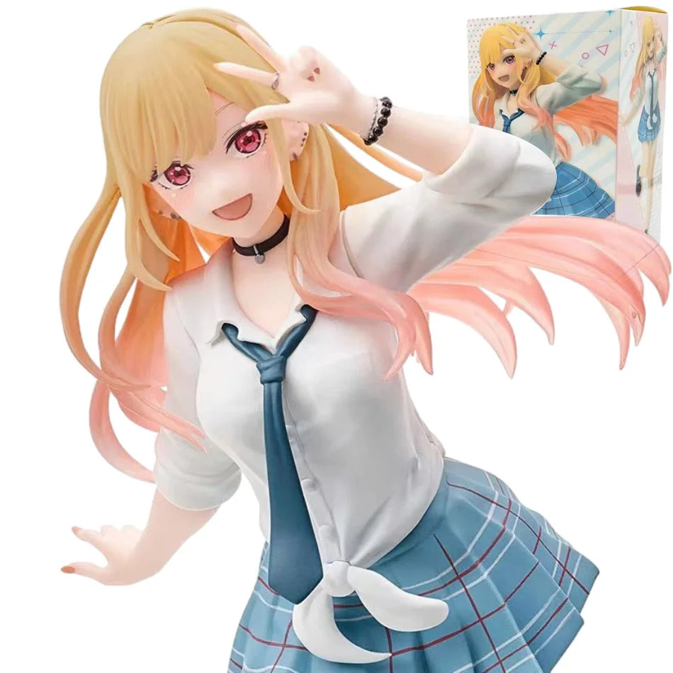 18CM Anime My Dress Up Darling Kitagawa Marin Figure School Uniform Dress Up Standing Model Toy Gift Action Figure For Kids PVC