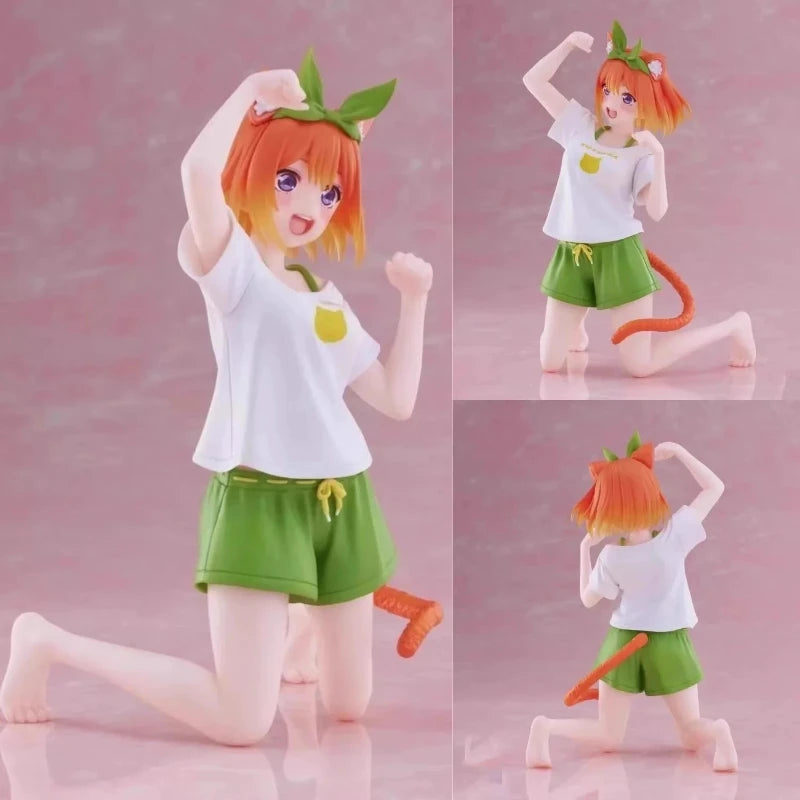Anime The Quintessential Quintuplets Action Figures Nakano Nino Figurine Cat Nakano Miku Figure Model 12cm PVC Desktop Cute Toys