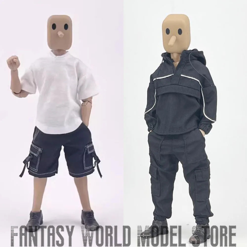 CCN1209 CCN1212 1/12 Male Soldier Clothing Set T-shirt Denim Shorts Fashion Casual Suit Hooded Coat Pants Fit 6" Action Figure