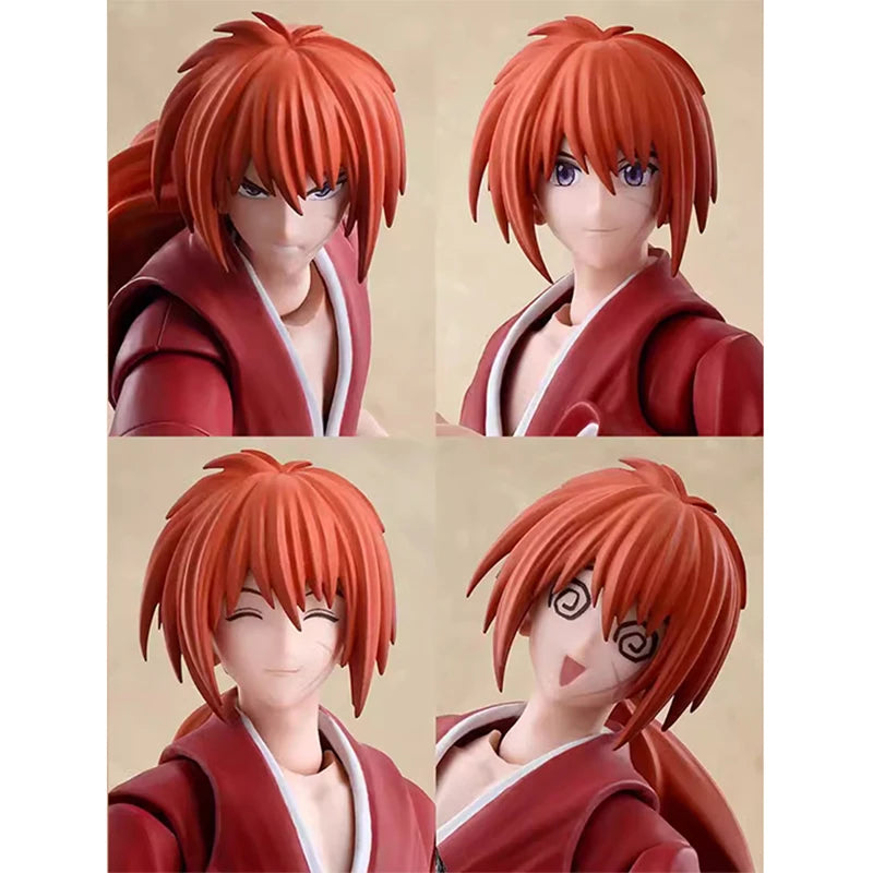 Bandai  Genuine Rurouni Kenshin Model Kit Anime Figures SHF Himura Kenshin Action Figure Collection Model for Kids Toys