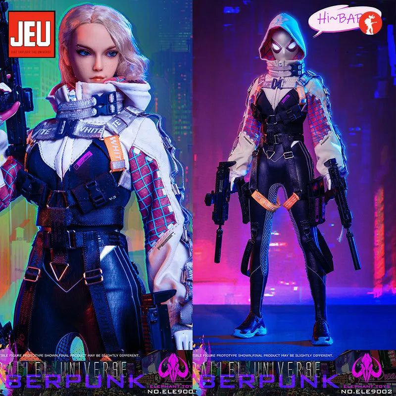 Marve 1/6 Scale Marvel Cyberpunk Spider - Gwen Action Figure Interchangeable Eyes Collectible Model ELE9002