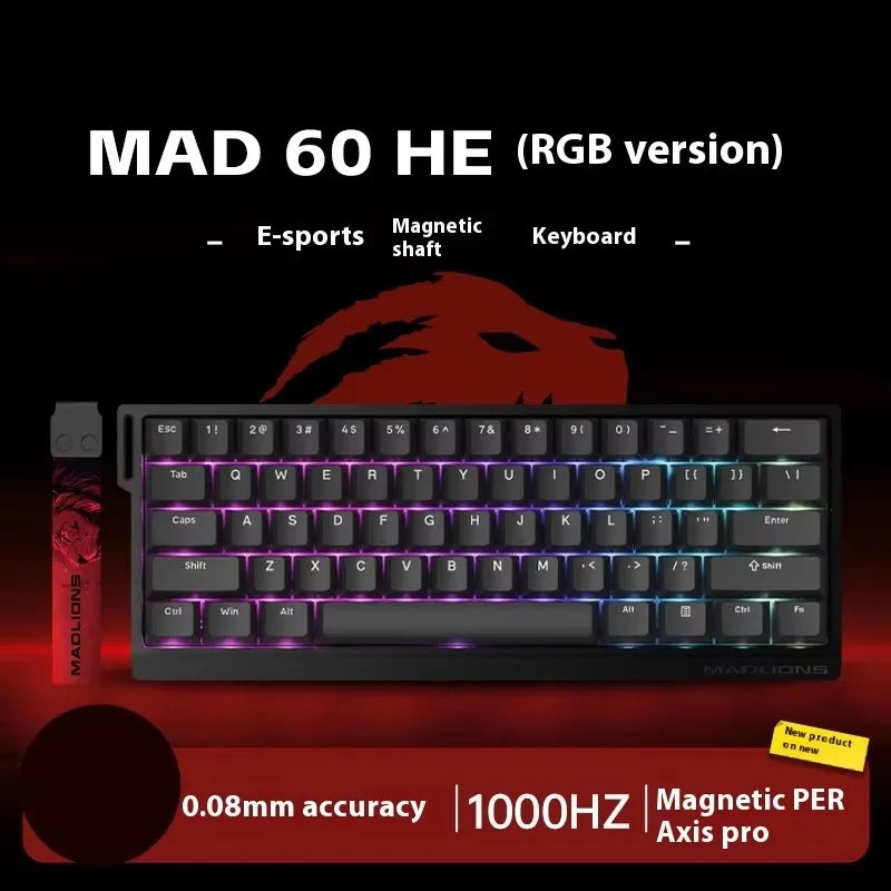 Mad 60he Mad 68he Жична механична клавиатура за игри с магнитен превключвател RT 0.02mm 0.04mm 8K Polling Rate RGB Hotswap клавиатура