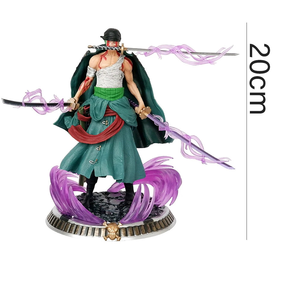 Hot 20cm Anime Figure GK Roronoa Zoro Three-blade Sa-maximum Manga Anime Statue Action Figure Collection Model Kid Toy