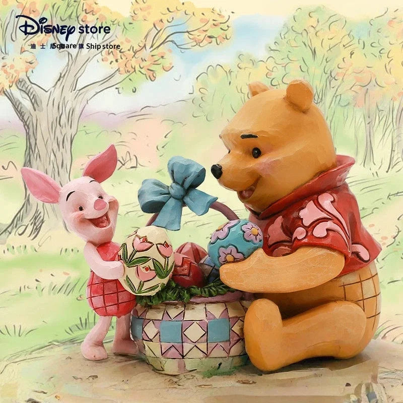 Disney Official Winnie The Pooh And Piglet Collectible Figurine Easter Scene Desktop Decor Statue For Disney Fans Collectors