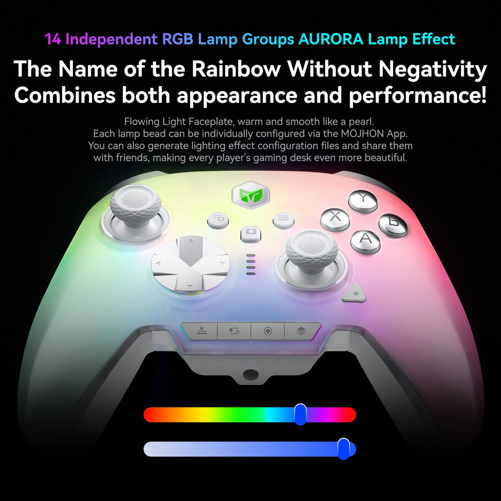 NEW BIGBIG WON Rainbow 3 Wireless Game Controllers NearLink 2.4G Hall Joystick Micro Motion Button RGB Gamepad for PC