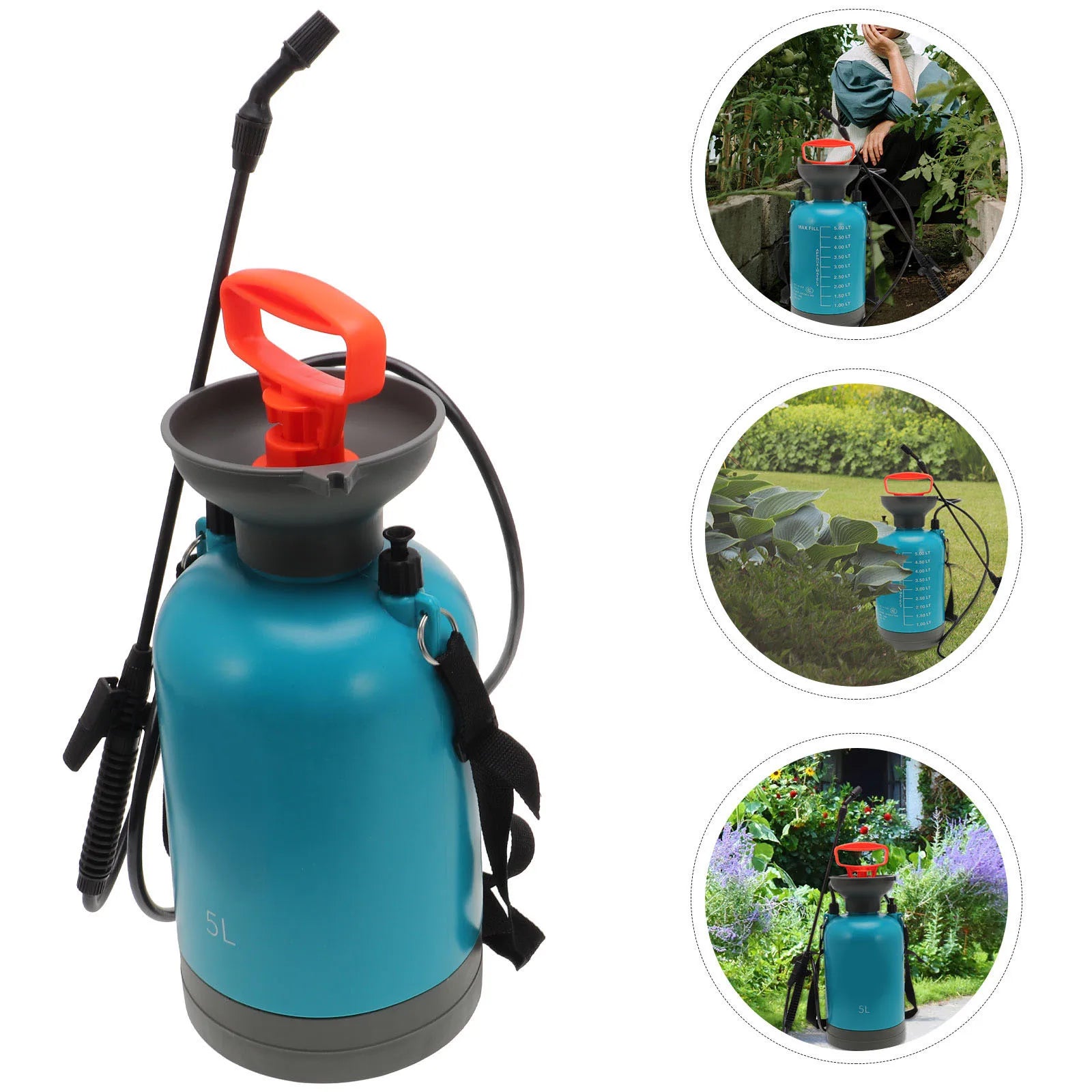 1 pc 5L Pressure Spray Bottle Watering Can Manual Pot Sprayer Garden Car Wash Home Office Park Light Watering Can Blue Durable