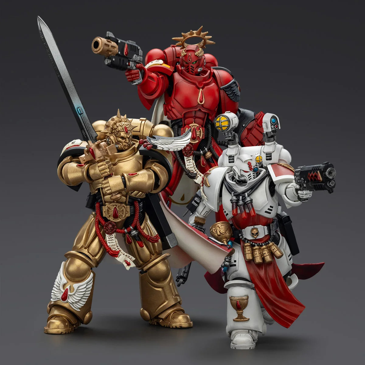 JOYTOY Warhammer 40K Action Figures Blood Angel Sanguinary Priest with Heavy Bolt Pistol Chainsword and Narthecium Power Fist
