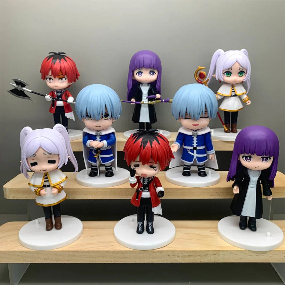 Bandai Sousou no Frieren 8Pcs Q Version Figures Set Frieren Fern Stark Himmel PVC Collectible Model Toy Gift for Anime Fans