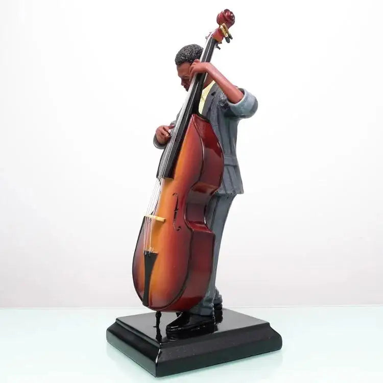 Bar and Cafe Furnishings American Jazz Figure Bass Player Art Sculpture Home Decoration Craft Gift Music Studio Display